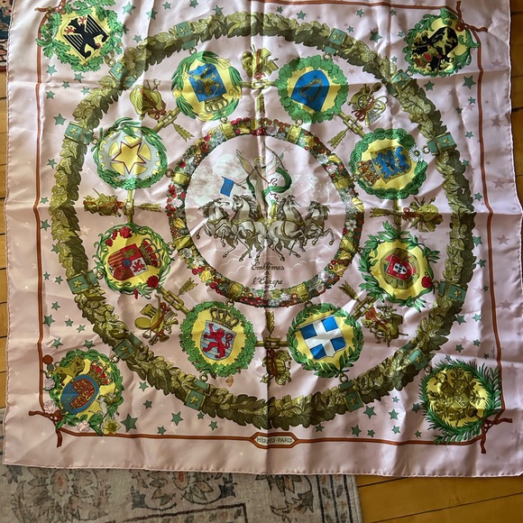 Hermes Pink vtg 90s Silk Scarf original Old Money - Picture 1 of 13
